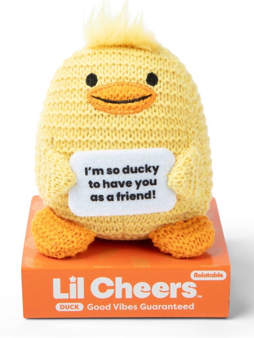 Lil Cheers Yellow Plush Duck Pet Toy - 'I'm So Ducky'
